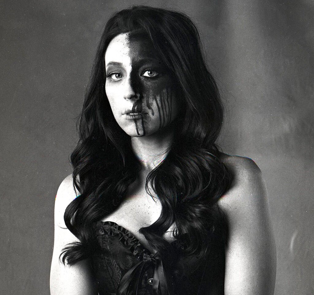 Woman rachel with makeup portrait on hp5 medium format 120 film.