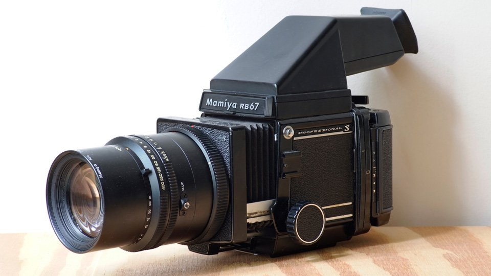 Mamiya RB67 outfitted with macro lens and finder prism for easier close up focus.